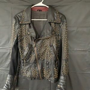 Women’s black studded leather jacket